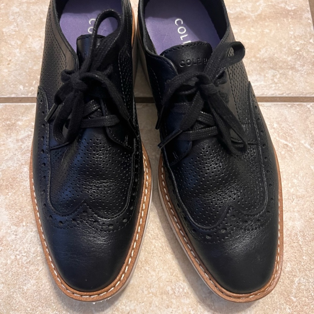 Cole Haan Black Leather Oxfords